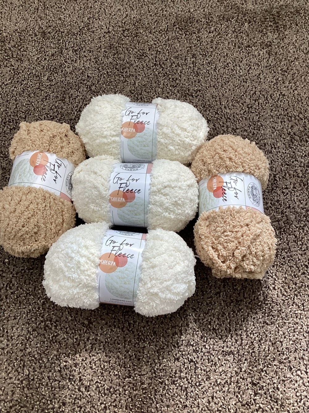 Lion Brand Go For Fleece Sherpa Yarn - Cream & Tan